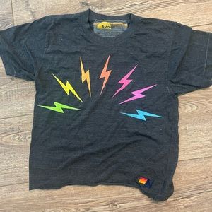Aviator Nation rainbow lightning bolt shirt size xs